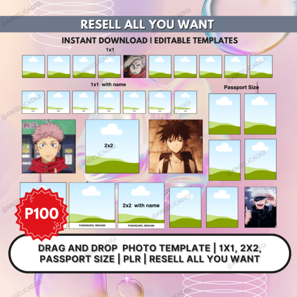 Rush ID Drag and Drop Photo Editable Canva Template | 1x1, 2x2, Passport size | Resell all you want