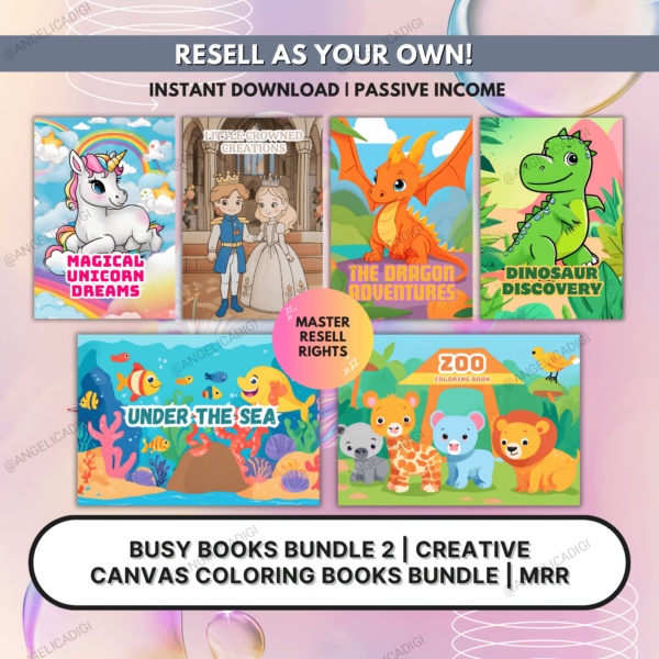 Busy Books Bundle 2 | Creative Canvas Coloring Books Bundle | MRR