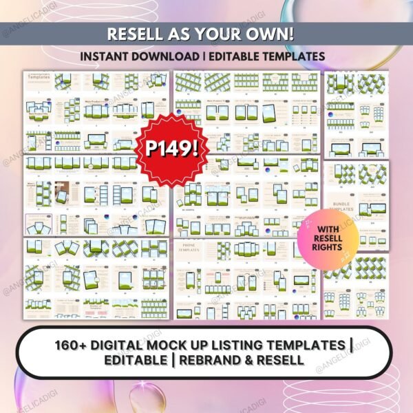 160+ Digital Listing Mock up Templates | Editable in Canva | Rebrand & Resell