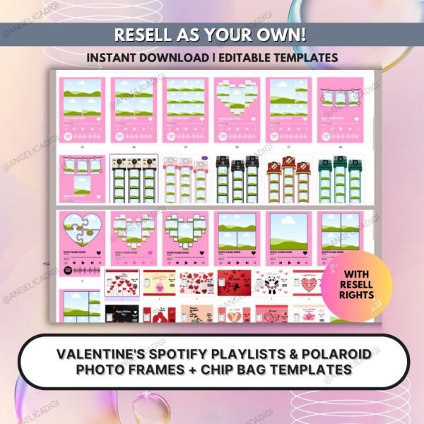 DIY Valentine's Spotify Playlists & Polaroid Photo Frames w/ Custom Chip Bag Canva Templates