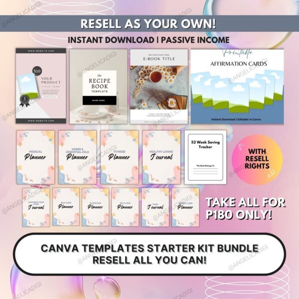 Canva Templates Starter Kit Bundle Promo | Journals, Planners, E-book Templates | Resell All You Can