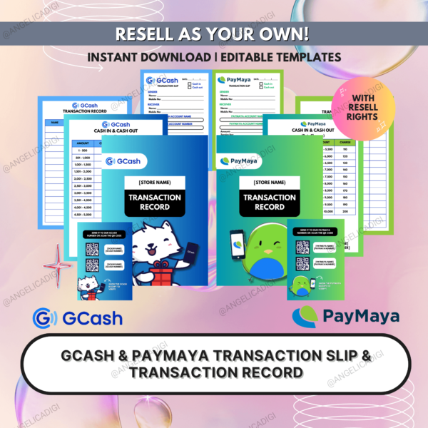 Gcash and Paymaya slip and transaction record | BEST SELLER! | Editable Canva Templates | UPLR