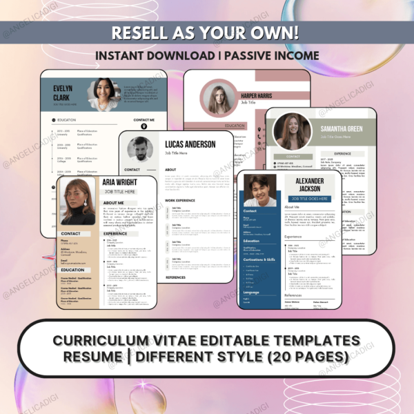 Curriculum Vitae Editable Templates | Resume 20 Different versions | MRR